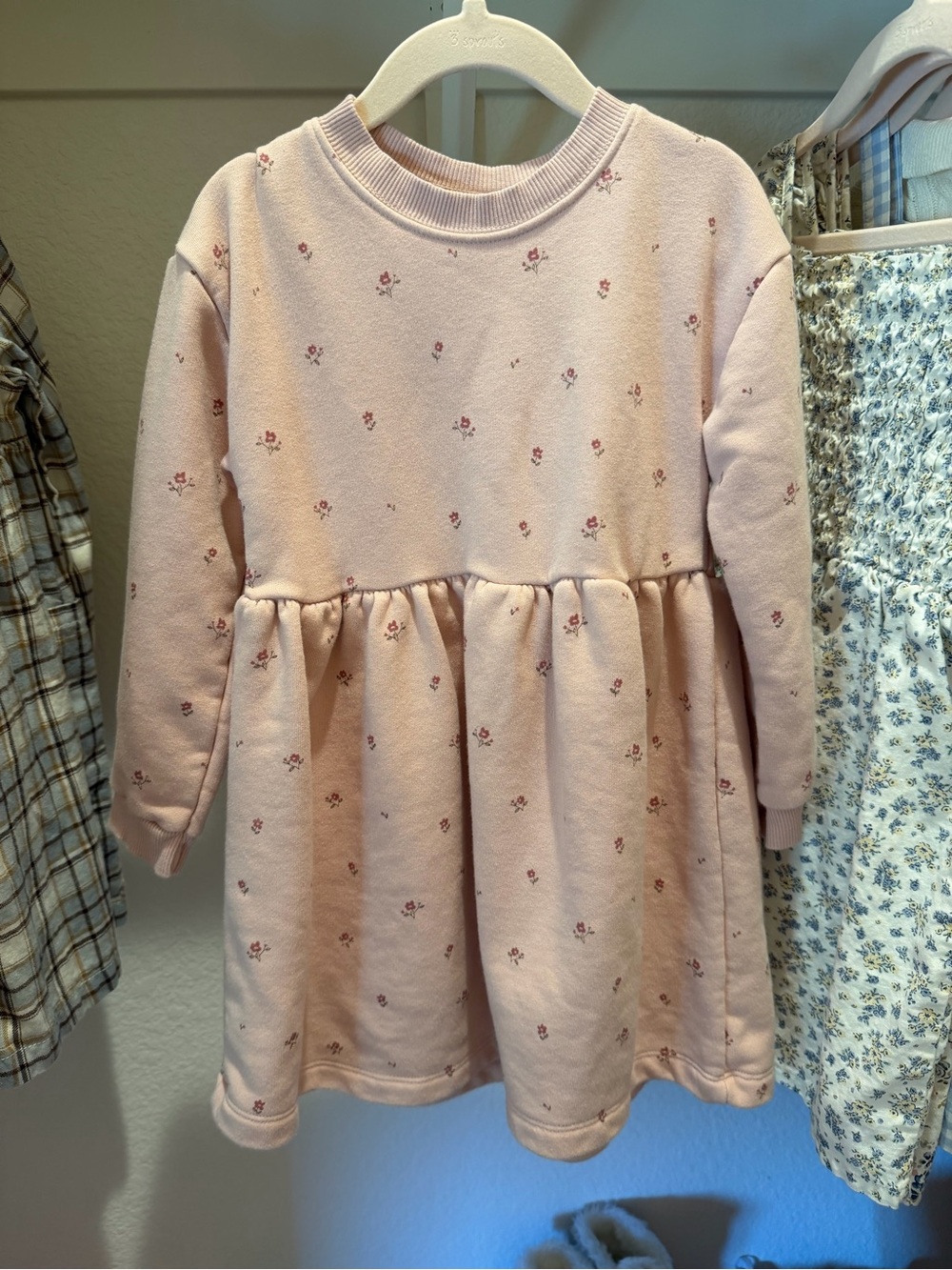 Little Planet by Carters Pink Floral Sweater Dress 4T
